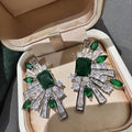 Baroque Palace Vintage Stud Earrings With Faux Emerald Firework Design For Luxury Gowns view 1