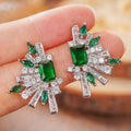 Baroque Palace Vintage Stud Earrings With Faux Emerald Firework Design For Luxury Gowns view 2