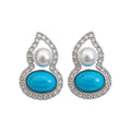 Copper Bohemian Zircon Gourd Pearl Stud Earrings Vintage Ethnic Light Luxury Jewelry view 5