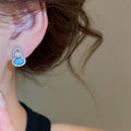 Copper Bohemian Zircon Gourd Pearl Stud Earrings Vintage Ethnic Light Luxury Jewelry view 4