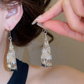European Style Oval Alloy Earrings For Women, Textured Metal Ear Hook Statement Jewelry view 3