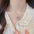 Light Luxury Faux Pearl Zircon Geometric Hollow Round Pendant Necklace For Women view 4