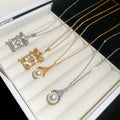 Light Luxury Faux Pearl Zircon Geometric Hollow Round Pendant Necklace For Women view 1