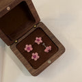 Sparkling Full Rhinestone Pink Star Stud Earrings For Women, Alloy Light Luxury Petite Jewelry view 3