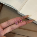 Sparkling Full Rhinestone Pink Star Stud Earrings For Women, Alloy Light Luxury Petite Jewelry view 2