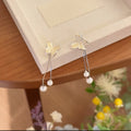 Two-Way Butterfly Tassel Copper Drop Earrings For Women, Sweet Light Luxury Stud Style view 2