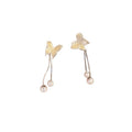 Two-Way Butterfly Tassel Copper Drop Earrings For Women, Sweet Light Luxury Stud Style view 5