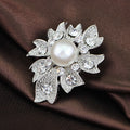 Black Silver Tone Flower Metal Brooch Pin for Jackets and Lapels view 5