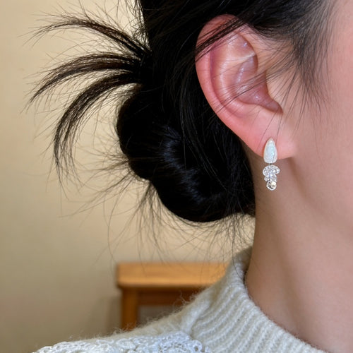 Brushed Copper Teardrop Zircon Tassel Drop Earrings, Minimalist Luxury Statement Jewelry