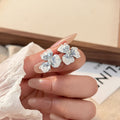 Elegant Korean Floral Crystal Flower Studs With Alloy Petals And Rhinestone Center For Women Earrings view 4