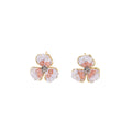 Elegant Korean Floral Crystal Flower Studs With Alloy Petals And Rhinestone Center For Women Earrings view 5
