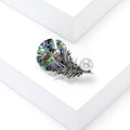 Alloy Abalone Shell Feather Brooch Pin For Blazers And Qipao view 4