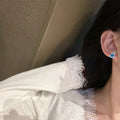 Light Luxury Zircon Gourd Faux Pearl Stud Earrings Vintage Geometric Design for Women view 4