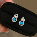Light Luxury Zircon Gourd Faux Pearl Stud Earrings Vintage Geometric Design for Women view 3