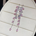 Light Luxury Cat Eye Stone Zircon Geometric Tassel Drop Earrings With Silver Needle For OL Style view 3