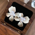 Alloy Enamel Flower Pearl Stud Earrings Minimalist Light Luxury Versatile Jewelry view 4