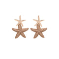 Bohemian Raffia Starfish Beach Stud Earrings Ocean Vacation Alloy Woven Thread Double Star Drop Earrings view 5