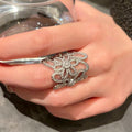 Sparkling Zircon French Hollow Flower Ring For Women view 1