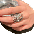 Sparkling Zircon French Hollow Flower Ring For Women view 5