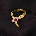 Adjustable Copper Snake Ring With Rhinestone Animal Design Retro Light Luxury Fashion For Women view 1