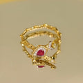 Adjustable Copper Snake Ring With Rhinestone Animal Design Retro Light Luxury Fashion For Women view 4