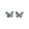 Aurora Iridescent Natural Green Shell Butterfly Stud Earrings Light Luxury Unique Design view 5