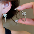 Minimalist Modern Iron Hoop Earrings With Round Pearl Geometric Light Luxury Design For Women view 4