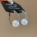 Minimalist Modern Iron Hoop Earrings With Round Pearl Geometric Light Luxury Design For Women view 3