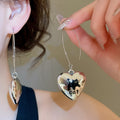 2026 New Iron Heart And Star Print Drop Earrings Sweet Cool Fashion OL Ear Hook Jewelry view 3