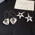 2026 New Iron Heart And Star Print Drop Earrings Sweet Cool Fashion OL Ear Hook Jewelry view 4