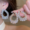 Copper Teardrop Zircon Stud Earrings For Women Full Rhinestone Luxury Designer Jewelry view 2