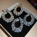 Copper Teardrop Zircon Stud Earrings For Women Full Rhinestone Luxury Designer Jewelry view 3
