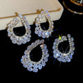 Copper Teardrop Zircon Stud Earrings For Women Full Rhinestone Luxury Designer Jewelry view 1