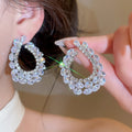 Copper Teardrop Zircon Stud Earrings For Women Full Rhinestone Luxury Designer Jewelry view 4