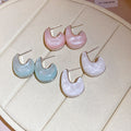 Macaron Color Resin Geometric Hoop Stud Earrings For Women Simple Fashion OL Style view 2