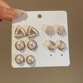 Elegant Faux Pearl Round Rhinestone Stud Earrings Jewelry Set With Silver Pins French Vintage Style view 4