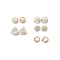 Elegant Faux Pearl Round Rhinestone Stud Earrings Jewelry Set With Silver Pins French Vintage Style view 5