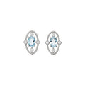 Light Luxury Oval Aquamarine Copper Ring And Stud Earrings Jewelry Set With Silver Pins view 5