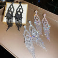 Copper Rhinestone Hollow Waterdrop Tassel Drop Earrings European Court Style view 3