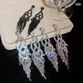 Copper Rhinestone Hollow Waterdrop Tassel Drop Earrings European Court Style view 1