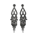 Copper Rhinestone Hollow Waterdrop Tassel Drop Earrings European Court Style view 5