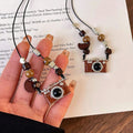 Vintage Brown Alloy Camera Pendant Sweater Necklace For Women Hip Hop Casual Trendy Accessory view 3