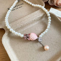 Summer Bear Strawberry Faux Pearl Necklace For Women, Sweet Old Money Clavicle Chain view 2
