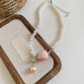 Summer Bear Strawberry Faux Pearl Necklace For Women, Sweet Old Money Clavicle Chain view 4