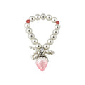 Sweet Faux Pearl Pink Enamel Strawberry Heart Zircon Star Necklace Bracelet Jewelry Set for Women view 5