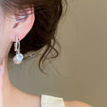 2026 C Shaped Rhinestone Faux Pearl Stud Earrings For Women, Korean Light Luxury OL Jewelry view 4