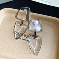 Silver Pin Resin Triangle Pendant Drop Earrings, Minimalist European Geometric Style view 3