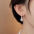 Silver Floral Ball Faux Pearl Stud Earrings For Women Light Luxury Geometric Round Fashion Jewelry view 4