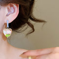2026 Vintage Aqua Blue Enamel Heart Alloy Ear Cuff Earrings For Fresh Elegant Style view 4