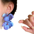 Iris Blue Floral Tassel Drop Earrings Alloy Flower Studs Sweet Summer Vacation Statement Jewelry view 5